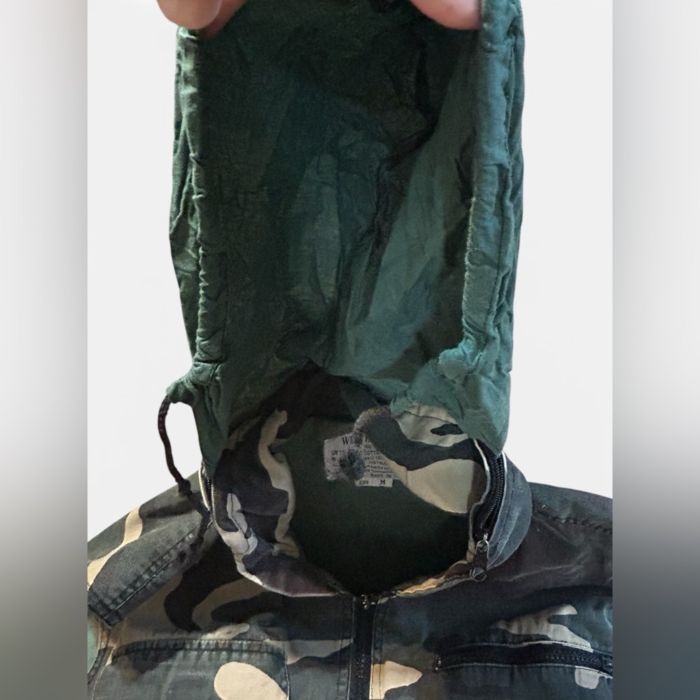 Vintage Weather Rite 295 Camo Hunting Utility Vest Hidden Hood Grunge M - Picture 7 of 12